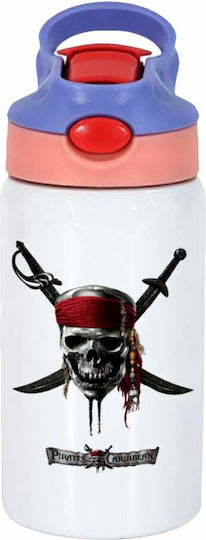 Koupakoupa Kids Water Bottle Pirates Stainless Steel with Straw White 350ml