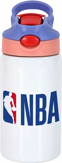 Koupakoupa Stainless Steel Kids Water Bottle NBA with Straw White 350ml