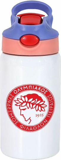 Koupakoupa Kids Water Bottle Olympiacos Stainless Steel with Straw White 350ml