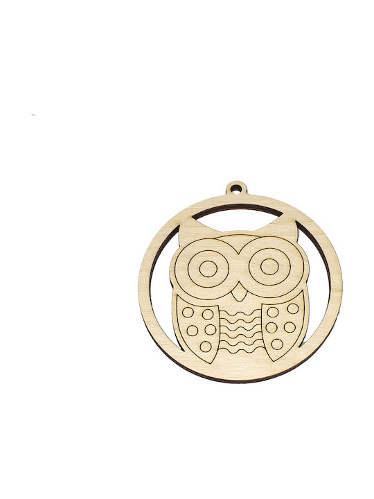Hängendes Ornament Etikett Hölzern Beige 7.4cm
