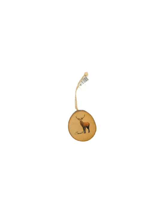 Hanging Ornament Deer Wooden Beige 7x8cm