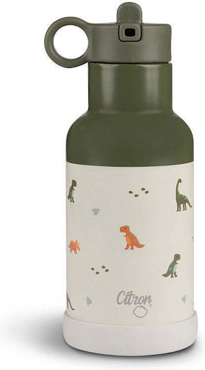 Citron Kids Water Bottle Thermos Dinosaur Stainless Steel with Straw Non Spill 350ml CIT-96199