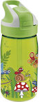 Kids Water Bottle Plastic with Straw Green 450ml