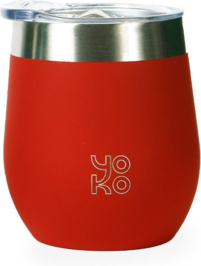 Yoko Design Glas Thermosflasche Rostfreier Stahl BPA Frei 250ml Rot