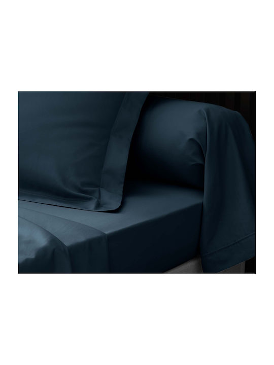 Douceur d'Intérieur Sheet for Single Bed 90x190cm. Percaline Blue
