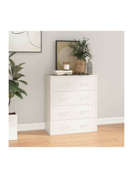 Wooden Chest of Drawers with 4 Drawers White Gl...
