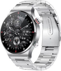 Microwear QW33 46mm Smartwatch με Παλμογράφο (Steel Silver)