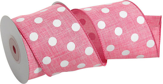 Fabric Ribbon Polka Dot Pink 70mm 10m 1pcs