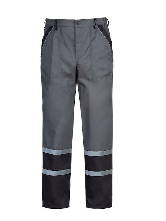 Stenso Reflective Work Trousers Gray made of Cotton