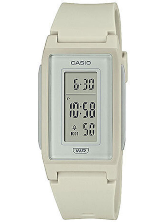 Casio Ανδρικό Ρολόι 39mm Μπαταρίας με Λευκό Καουτσούκ Λουράκι