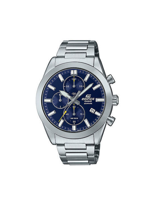 Casio Watch Chronograph Battery with Silver Metal Bracelet