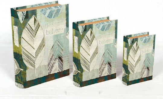 Artificial Leather Book Decorative Boxes Set 3pcs