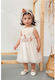 Bonito Baby Beige Baptism Clothing Set with Hair Accessories & Dress made of Tulle 2pcs