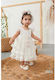 Bonito Baby White Baptism Clothing Set with Hair Accessories & Dress made of Tulle 2pcs