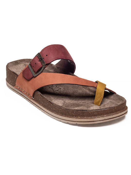 Air Anesis Leather Women's Flat Sandals in Burgundy Color