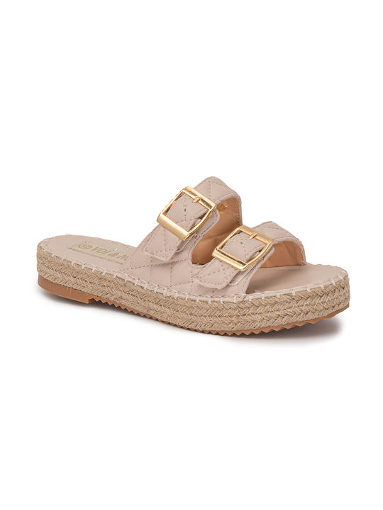 Voi & Noi Women's Flat Sandals Flatforms in Beige Color