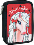 Back Me Up Unicorn Bow Pencil Case Full with 2 Compartments Red