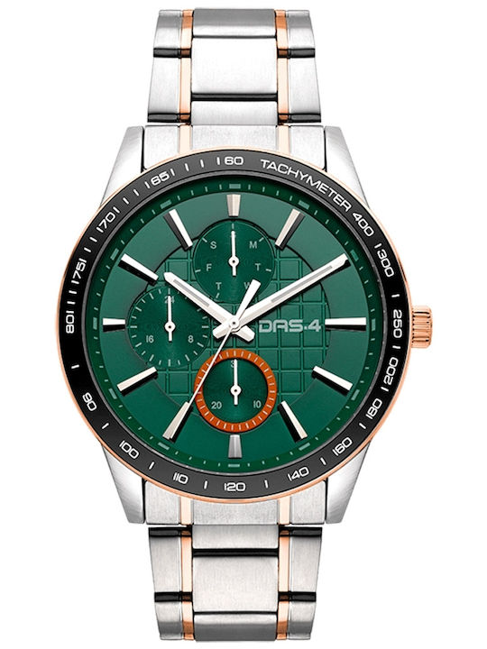 DAS.4 Herrenuhr Batterie mit Silber Metallarmband