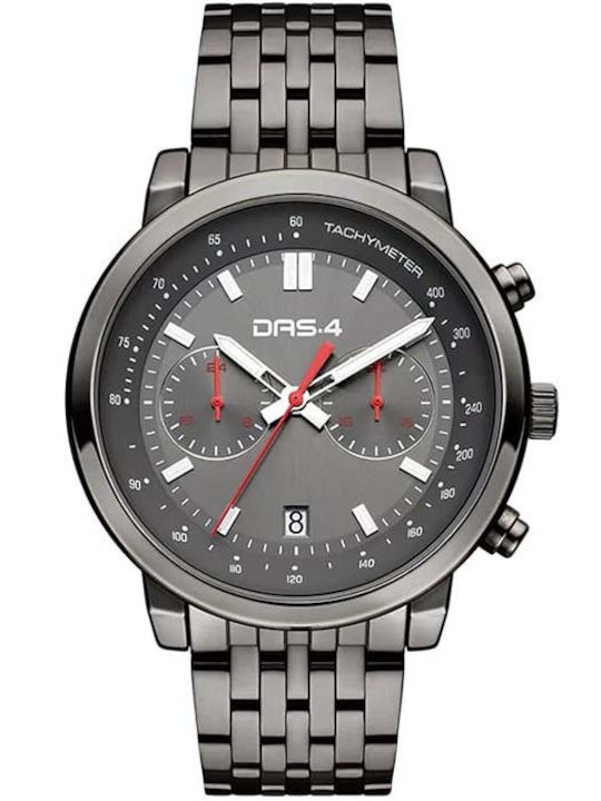 DAS.4 Herrenuhr Batterie mit Gray Metallarmband