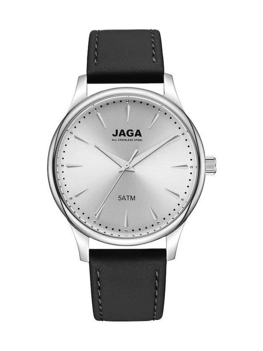 Jaga Men's Watch 41mm Battery with Black Leathe...