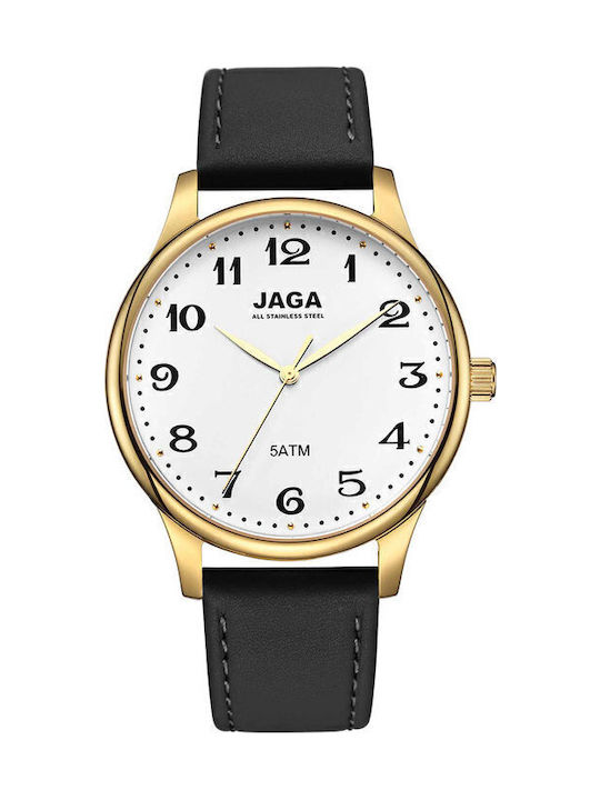 Jaga Men's Watch 41mm Battery with Black Leathe...