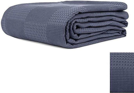 Cotton Linen Κουβέρτα Ξενοδοχείου Υπέρδιπλη Πικέ Γκρι 240x260cm 5τμχ