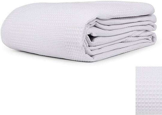 Cotton Linen Κουβέρτα Ξενοδοχείου Υπέρδιπλη Πικέ Λευκή 240x260cm 5τμχ