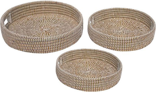 InTheBox Decorative Wicker Tray Round 43x43x10cm 3 Pieces