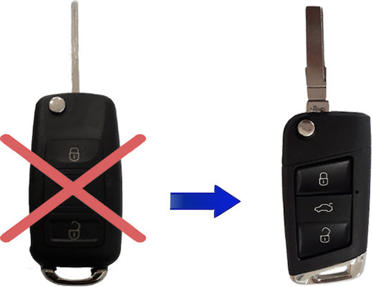 Foldable Car Key Shell with Blade with 3 Buttons for Seat