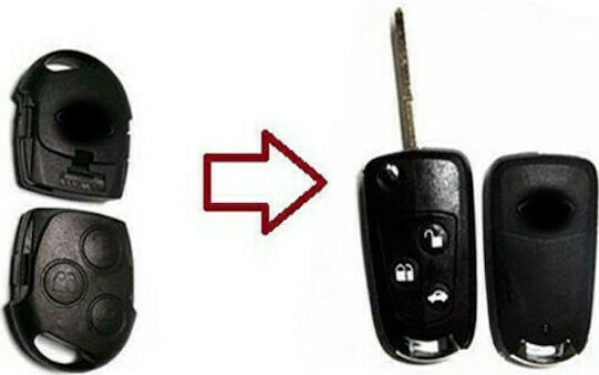 Foldable Car Key Shell with Blade with 3 Buttons for Ford