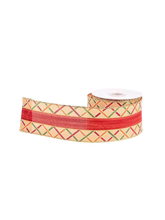 Christmas Ribbon Beige 1000x6.8cm 1pc