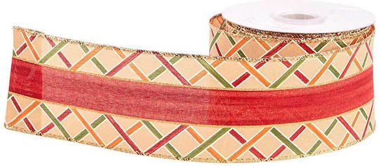 Weihnachtliche Farbband Stoff Beige 1000x6.8cm 1Stück