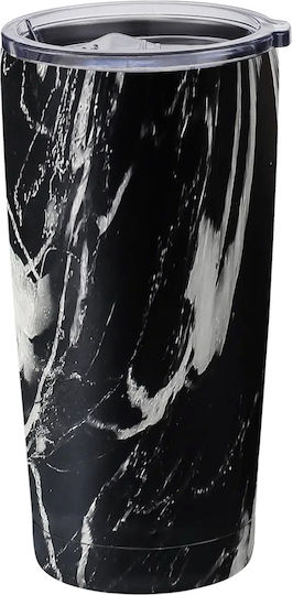 Sidirela Tower Ποτήρι Θερμός Ανοξείδωτο 600ml Μαύρο με Επιστόμιο