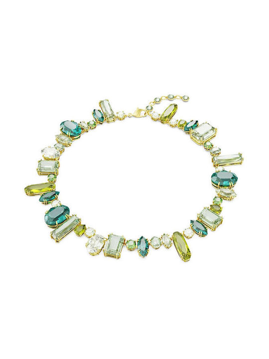 Swarovski Green Gema necklace mixed Halskette Vergoldet