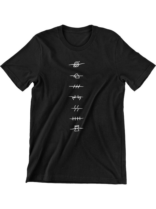 T-shirt Naruto Village Symbols σε Μαύρο χρώμα