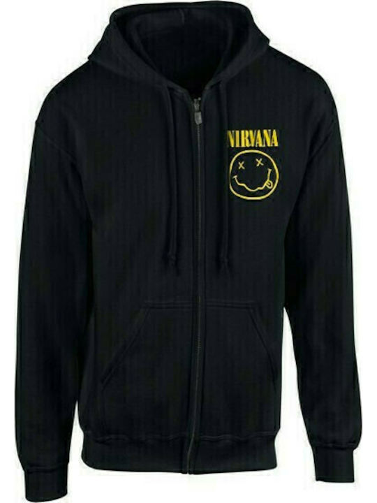 Smiley Face Jacke mit Kapuze Nirvana Schwarz Smiley Face Jacke mit Kapuze Nirvana Schwarz