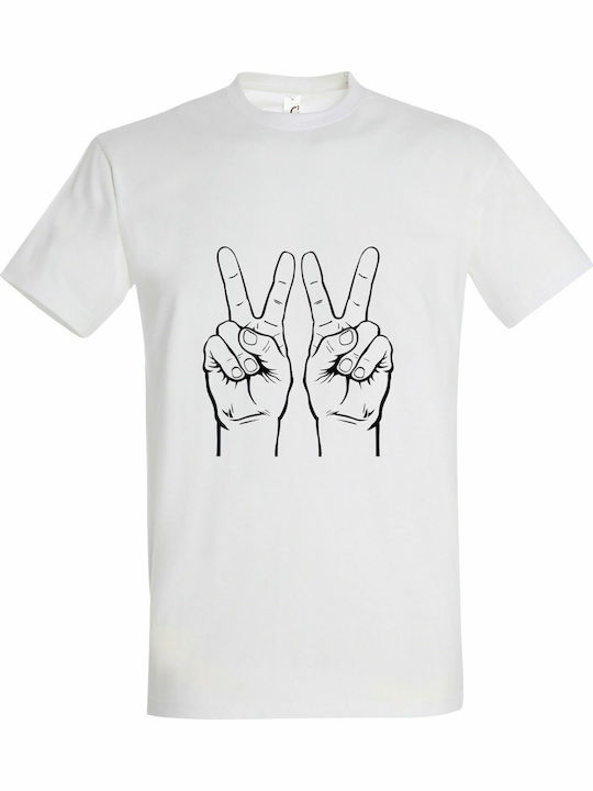 Peace Tricou Alb Bumbac