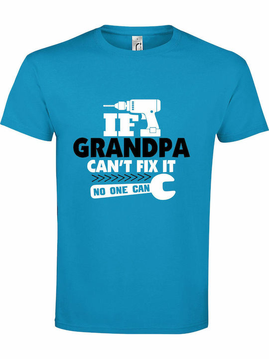 Grandpa T-shirt Turquoise Cotton