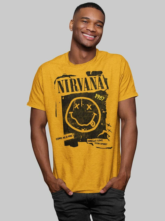 T-shirt Nirvana σε Χρυσό χρώμα