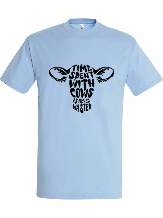 Never T-shirt Light Blue Cotton