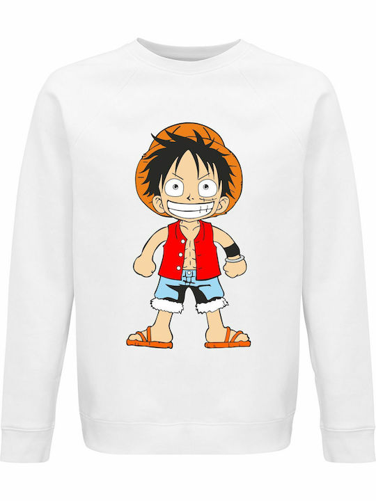 Luffy One Piece Sweatshirt Ein Stück Weiß