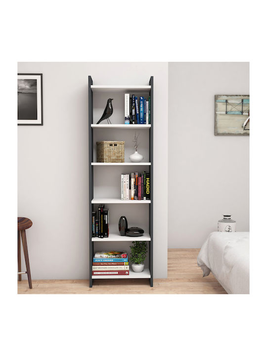 Βιβλιοθήκη Classiker Γκρι / Λευκό 48.5x22x160εκ.