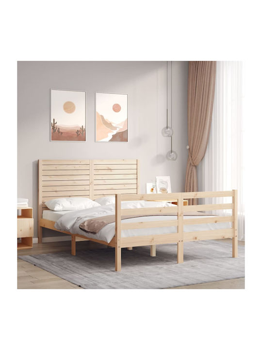 Κρεβάτι Ημίδιπλο από Μασίφ Ξύλο Φυσικό για Στρώμα 120x200cm