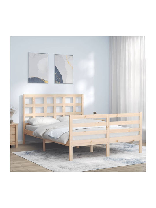 Κρεβάτι Διπλό από Μασίφ Ξύλο Φυσικό για Στρώμα 140x200cm