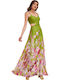 Damenkleid Sommer Maxi Satin Grün