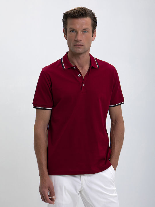 Kaiserhoff Men's Athletic Short Sleeve Blouse Polo Burgundy