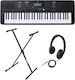 Klavier Tastatur MK100 mit 61 Dynamisch Tasten mit Ständer, Kopfhörer und Notenständer Schwarz Ständer / Kopfhörer Premium Bundle II