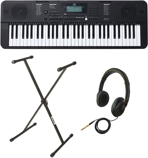 Klavier Tastatur MK100 mit 61 Dynamisch Tasten mit Ständer, Kopfhörer und Notenständer Schwarz Ständer / Kopfhörer Premium Bundle II