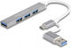 DeLock Hub 4 Porturi USB 3.0 Cu Conectare USB-A / USB-C Gri