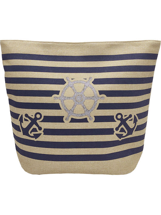 Gift-Me Beach Bag made of Canvas with design Anchor Beige